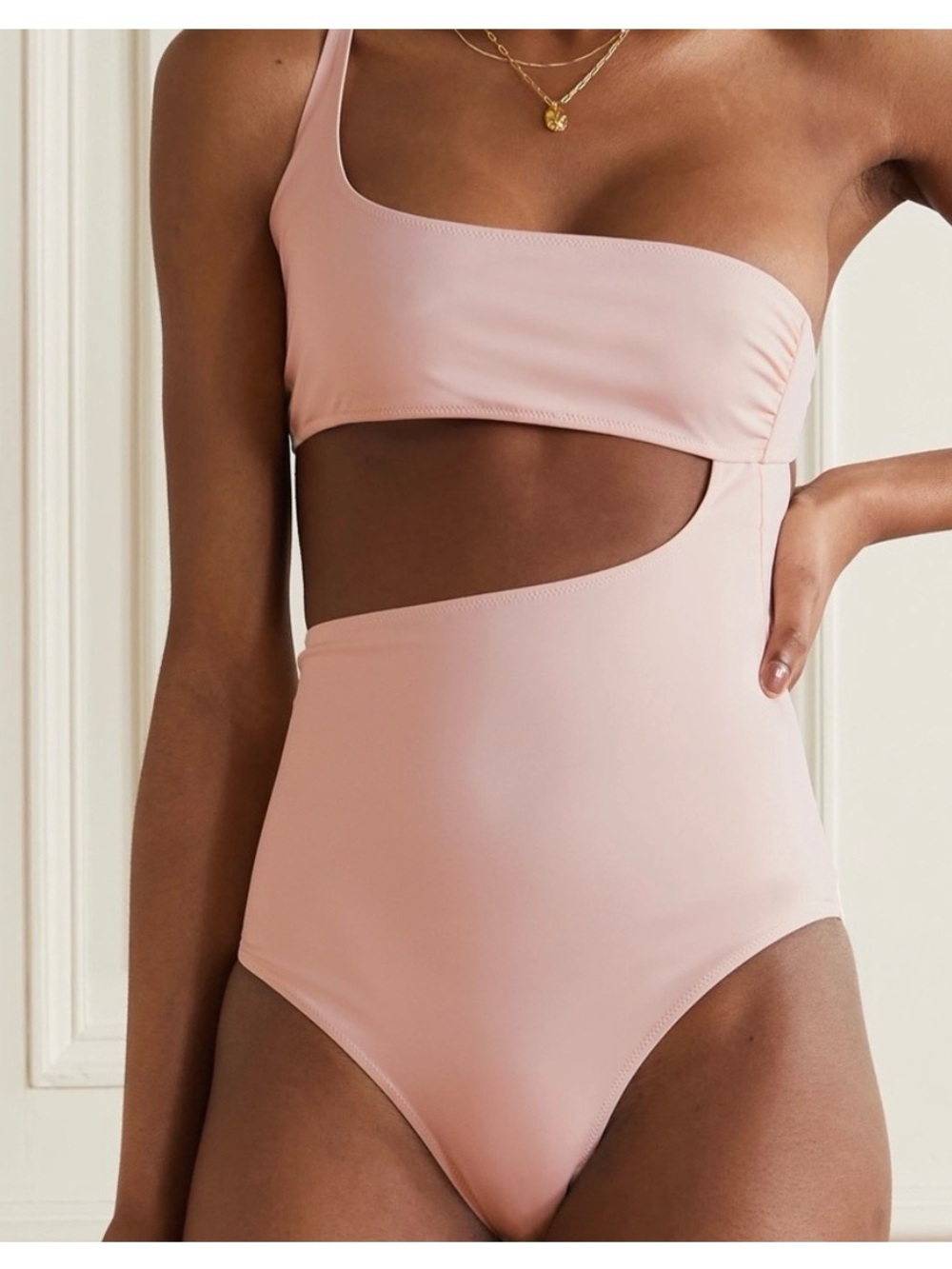 Stella McCartney Asymmetrical Cutout One-Piece Swimsuit - Dusty Pink